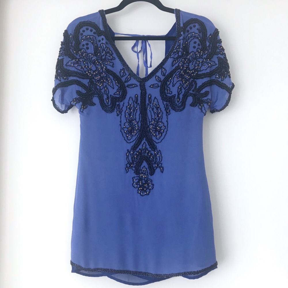 Vintage Lux Beaded Chiffon Mini Dress